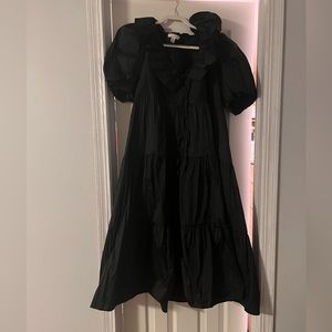 TopShop tiered black midi dress